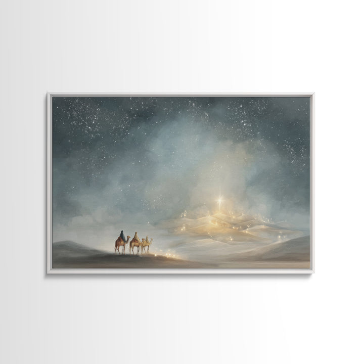 Guiding Light Path – Framed Canvas Print – Christmas Wall Art – Christian Art Work – Christian Art Print – Christian Christmas Decor – Jesu