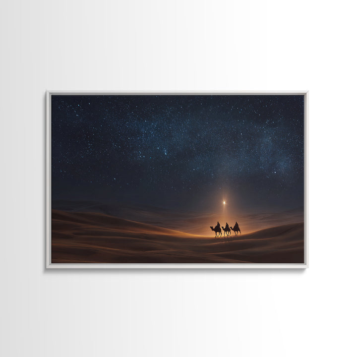 Desert Night Wonder | Framed Canvas Print | Christian Christmas Art | Christian Wall Art | Christian Art Print | Christmas Canvas Wall Art