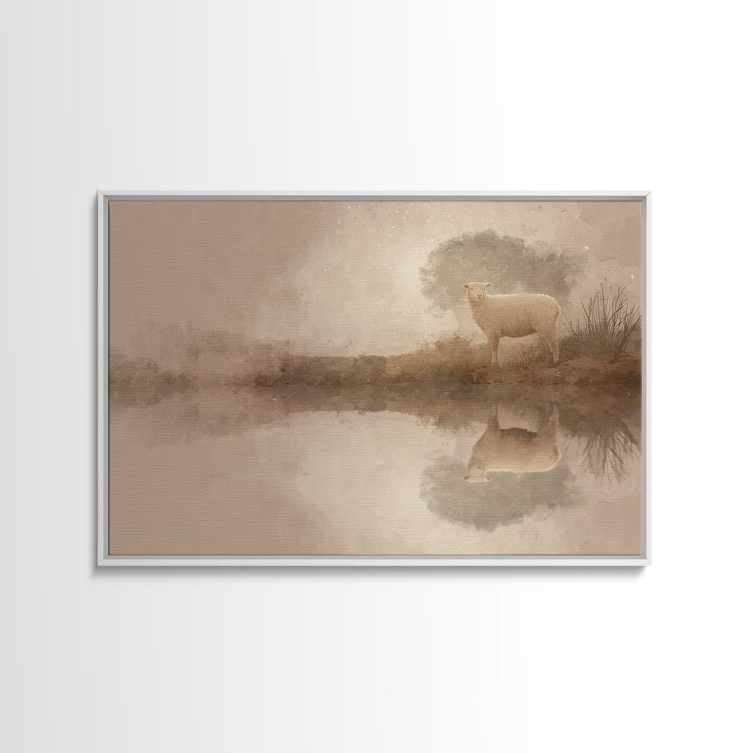 Lamb Of Peace, Framed Canvas Print, Christian Art Print, Christian Wall Art, Christian Decor For Home, Christian Gift, Subtle Christian Art