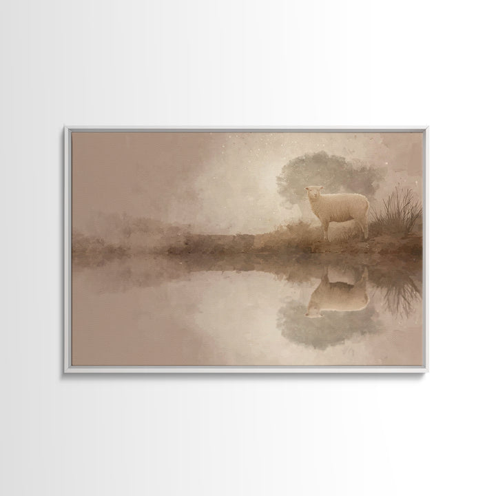 Lamb Of Peace, Framed Canvas Print, Christian Art Print, Christian Wall Art, Christian Decor For Home, Christian Gift, Subtle Christian Art