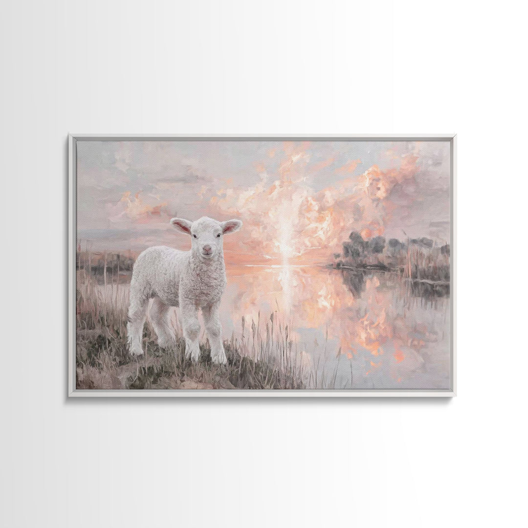Dawn Of The Lamb – Framed Canvas Print – Christian Wall Art – Christian Art Canvas – Christian Decor – Christian Gift Ideas – Subtle Christ