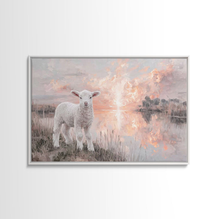 Dawn Of The Lamb – Framed Canvas Print – Christian Wall Art – Christian Art Canvas – Christian Decor – Christian Gift Ideas – Subtle Christ