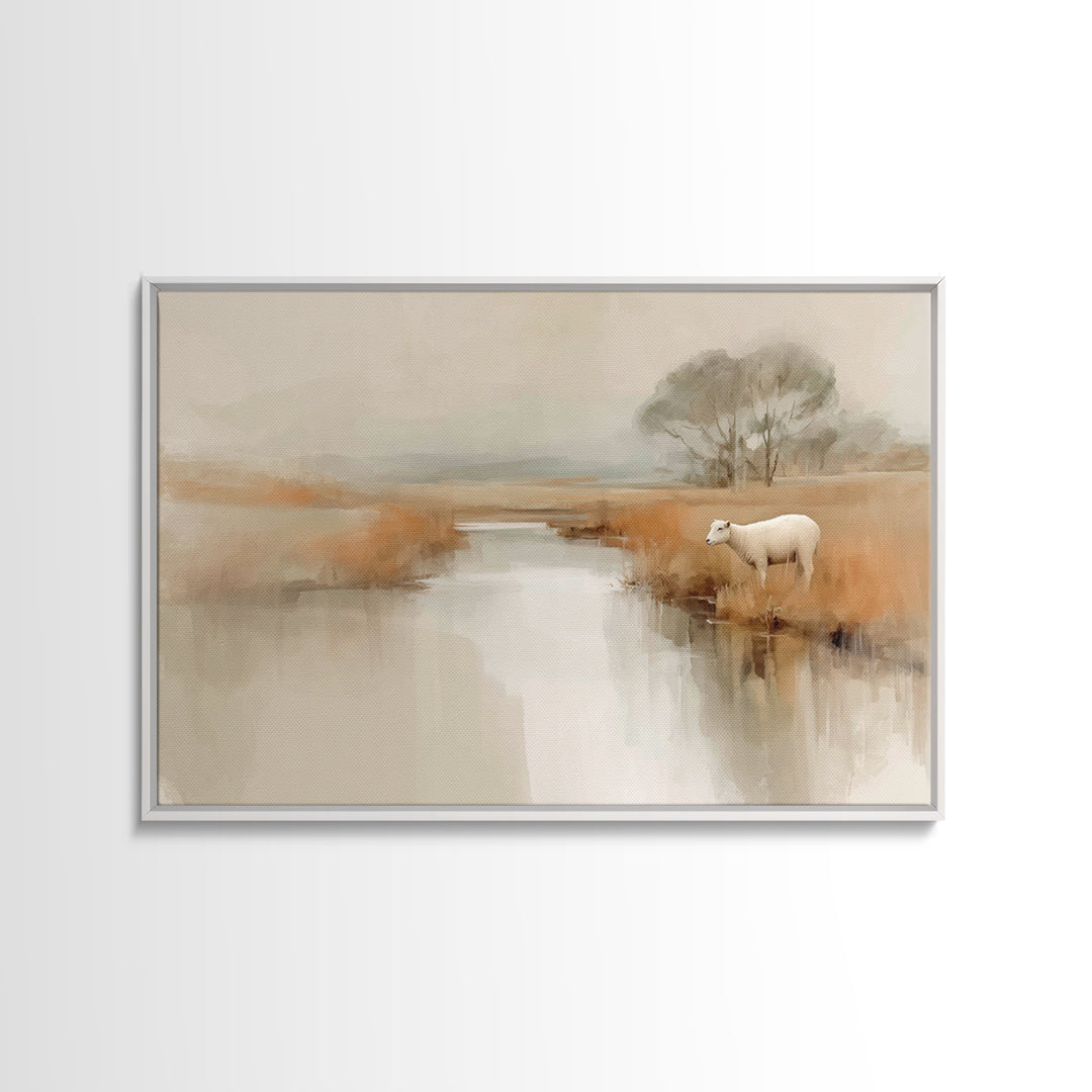 Dawn Meadow Grace, Framed Canvas Print, Christian Art Canvas, Christian Wall Art, Modern Christian Art, Christian Painting