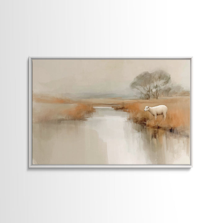 Dawn Meadow Grace, Framed Canvas Print, Christian Art Canvas, Christian Wall Art, Modern Christian Art, Christian Painting