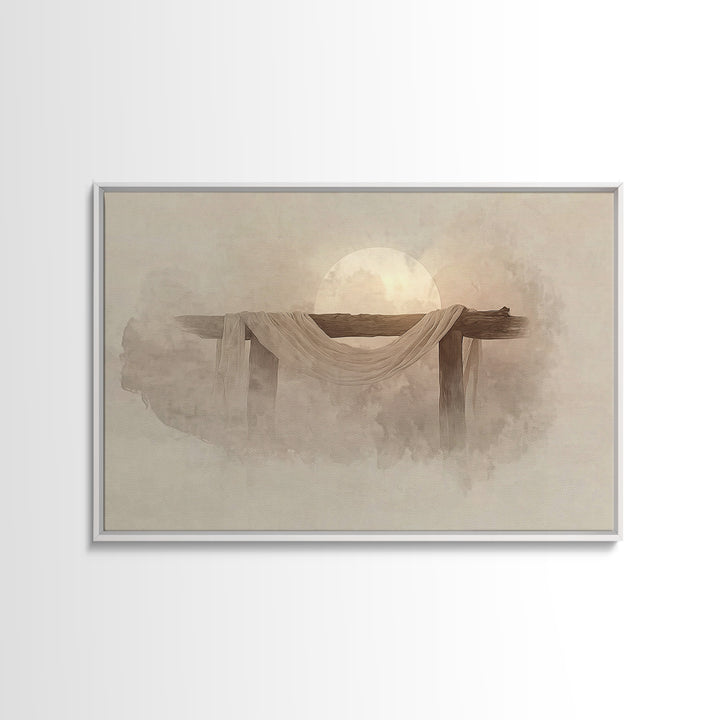Eternal Morning Cross | Framed Canvas Print | Christian Painting | Christian Art Canvas | Christian Wall Art | Modern Christian Art