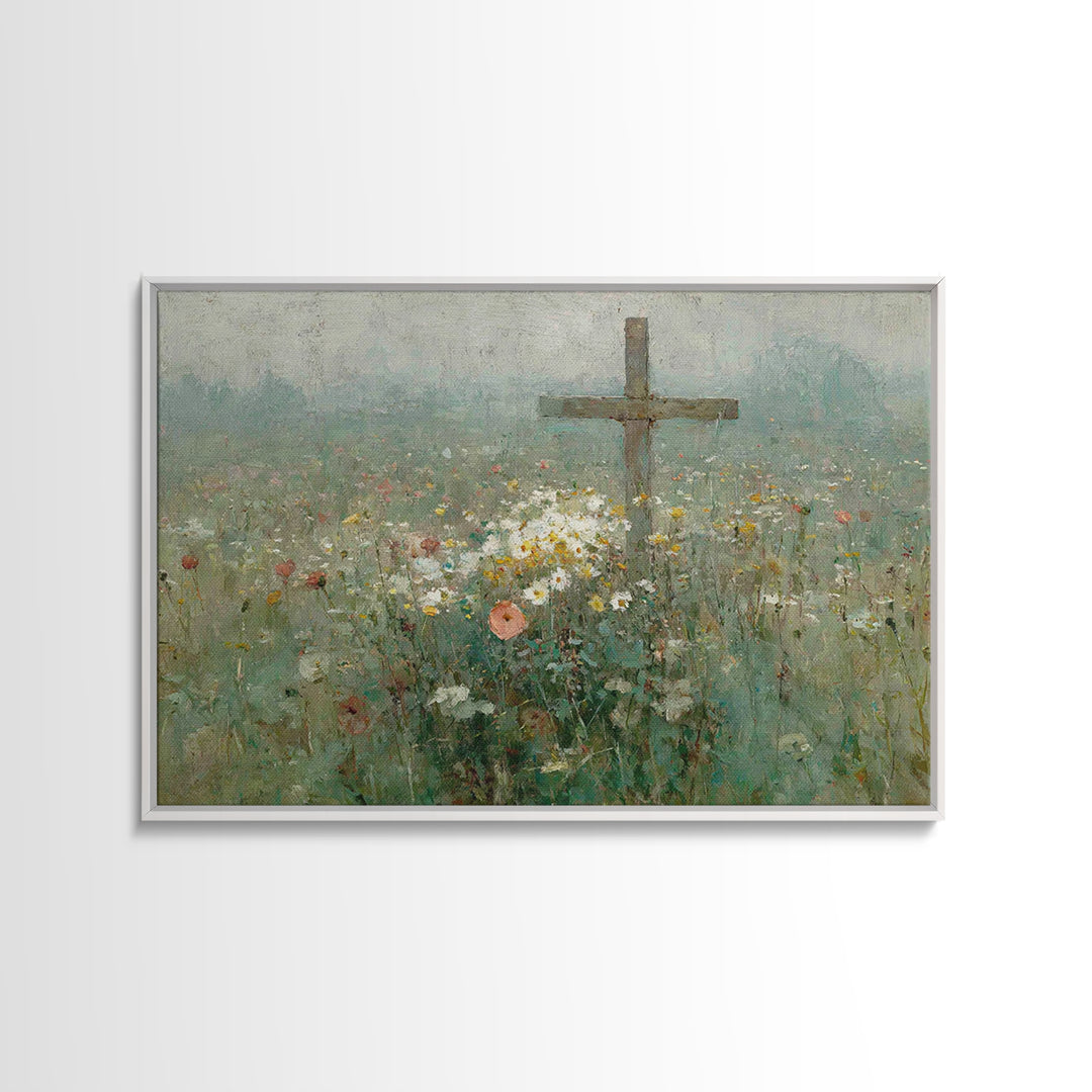 Wildflower Redemption | Framed Canvas Print | Christian Art Canvas | Vintage Christian Art | Christian Wall Art | Christian Painting