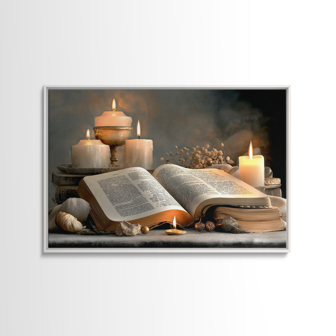 Sacred Scripture | Framed Canvas Print | Christian Art Canvas | Christian Decor | Christian Wall Art | Christmas Art | Christian Painting