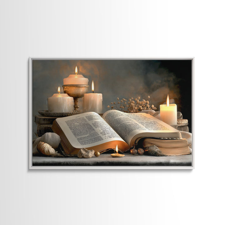 Sacred Scripture | Framed Canvas Print | Christian Art Canvas | Christian Decor | Christian Wall Art | Christmas Art | Christian Painting