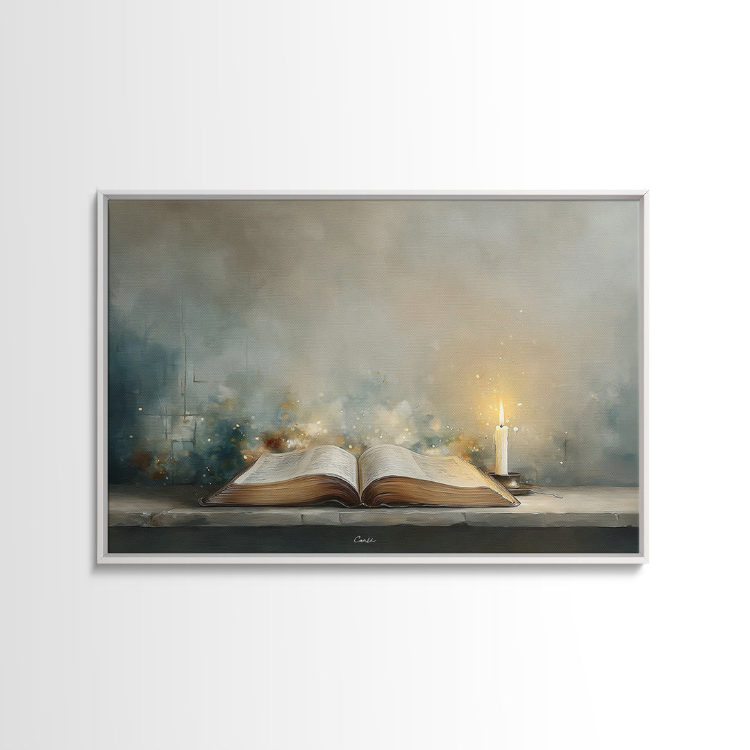 Candle Of Promise | Framed Canvas Print | Christian Wall Art | Christian Art Canvas | Christian Painting | Christian Decor | Christmas Art