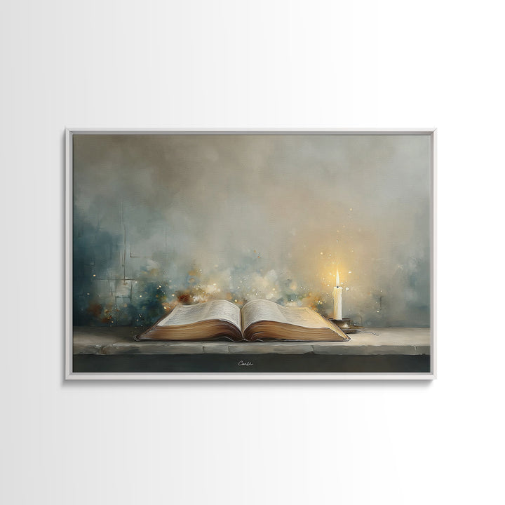 Candle Of Promise | Framed Canvas Print | Christian Wall Art | Christian Art Canvas | Christian Painting | Christian Decor | Christmas Art