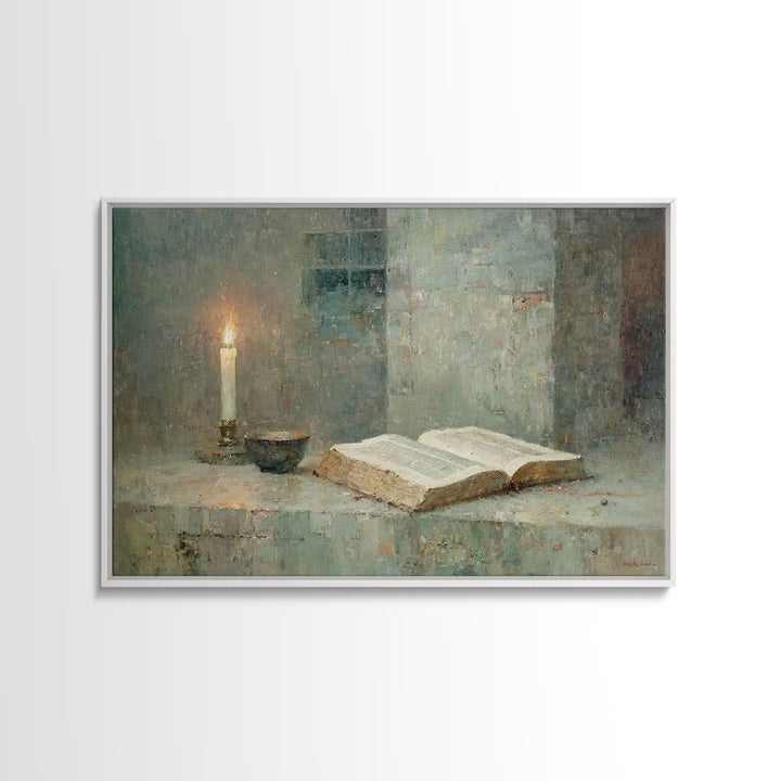 Quiet Scripture Light | Framed Canvas Print | Christian Art Canvas | Christian Painting | Christian Wall Art | Christmas Art | Christian De