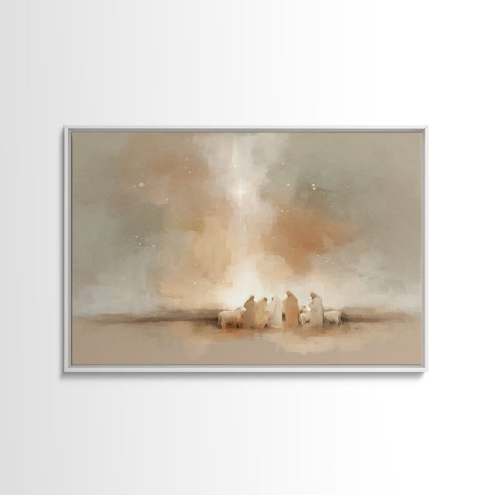 Shepherds Of Wonder | Framed Canvas Print | Christmas Art | Christian Wall Art | Christian Painting | Christian Art Canvas | Christian Deco