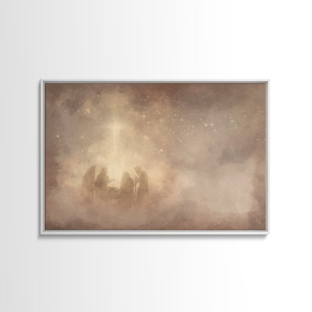 Nativity Dawn – Framed Canvas Print – Christian Wall Art – Christian Art Canvas – Christmas Art – Jesus Painting – Christian Christmas Art