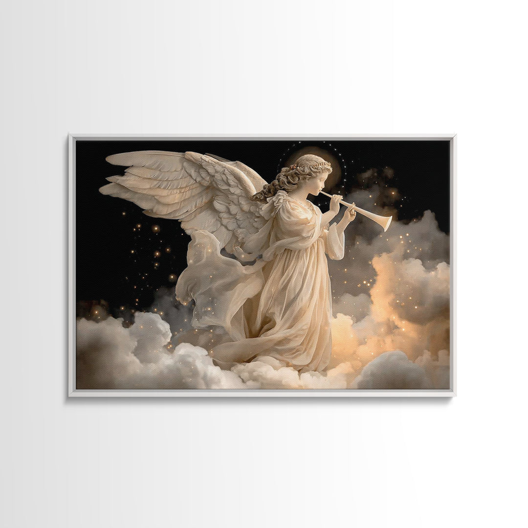 Angelic Herald – Framed Canvas Print – Christian Christmas Art – Christian Wall Art – Christian Art Canvas – Christmas Wall Art – Jesus Pai