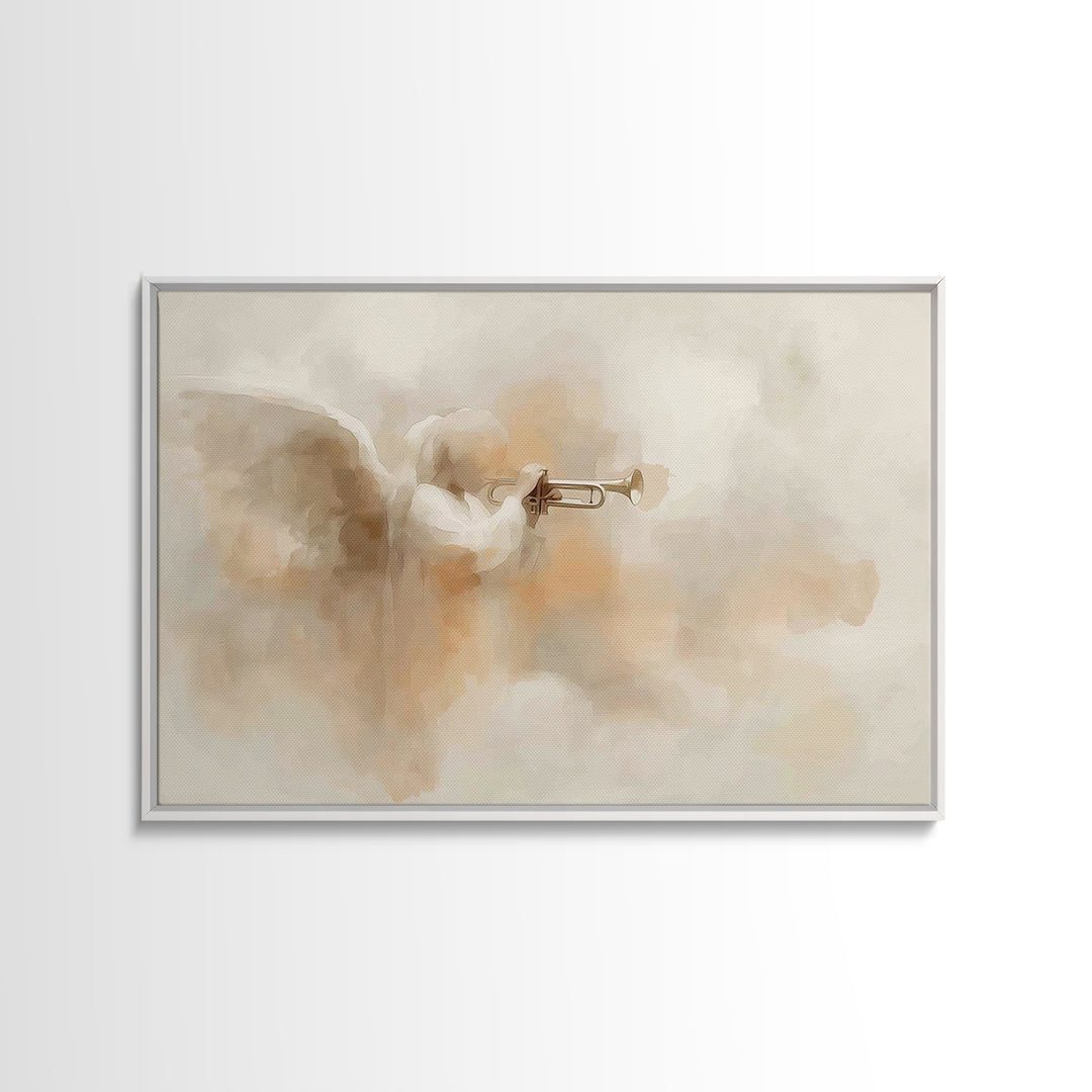 Trumpet Herald – Framed Canvas Print – Christian Art Canvas – Christian Wall Art – Christian Christmas Art – Christmas Art – Christian Art