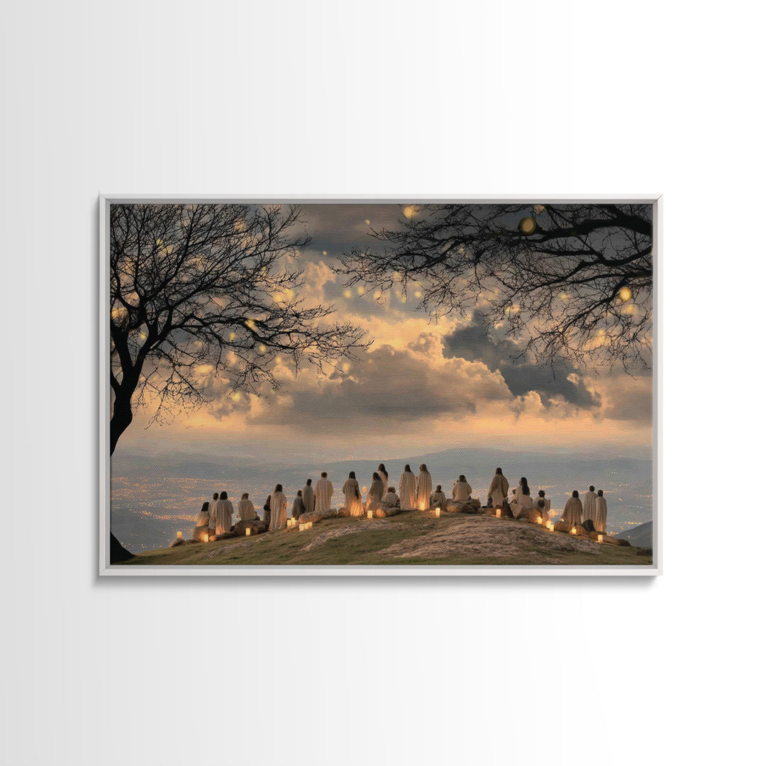 Gathered at Dawn – Framed Canvas Print – Christian Christmas Art – Christian Wall Art – Christian Art Canvas – Christmas Art – Christian Pa