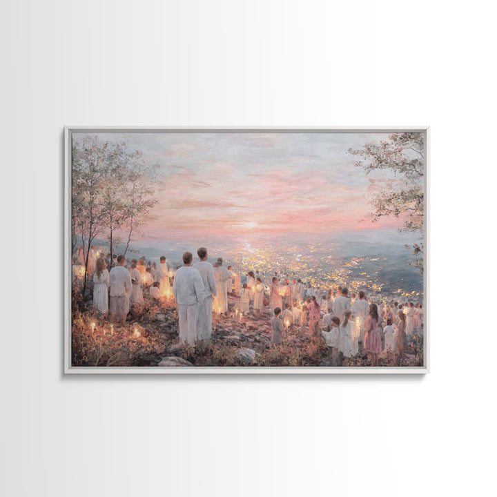 Lantern Vigil – Framed Canvas Print – Christian Christmas Art – Christian Painting – Christian Wall Art – Christian Art Canvas – Christmas