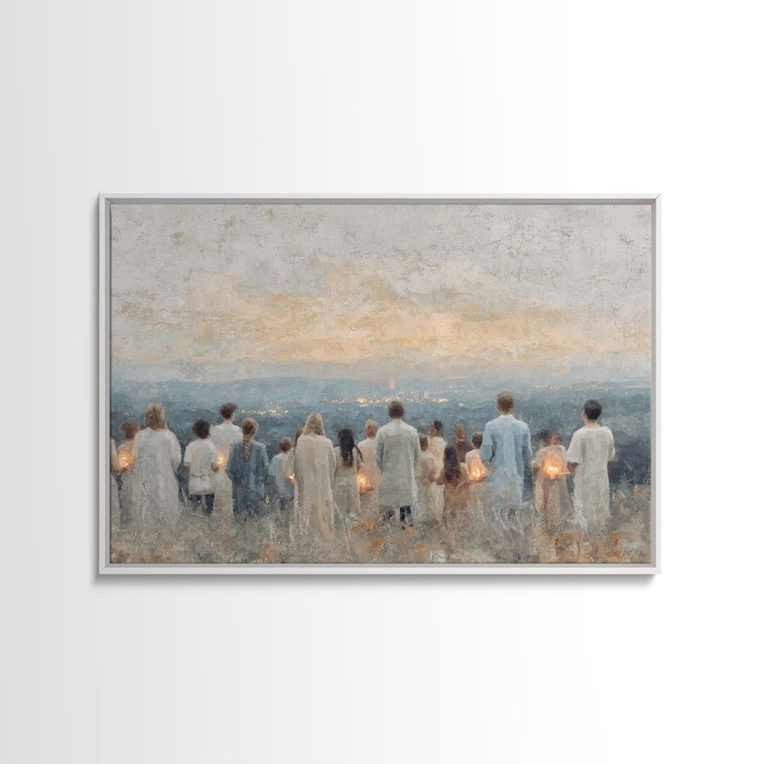Dawn Assembly – Framed Canvas Print – Christian Wall Art – Christian Art Canvas – Christian Christmas Art – Christmas Art – Christian Paint