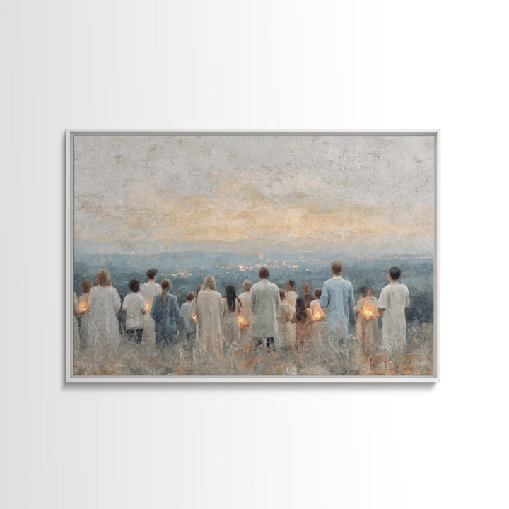 Dawn Assembly – Framed Canvas Print – Christian Wall Art – Christian Art Canvas – Christian Christmas Art – Christmas Art – Christian Paint