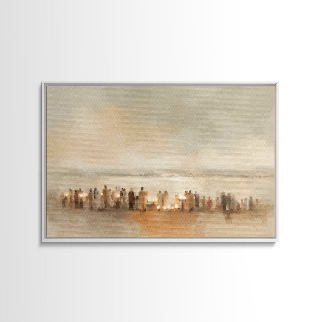 Silent Gathering – Framed Canvas Print – Christian Art Canvas – Christian Christmas Art – Christian Painting – Christian Wall Art – Christm