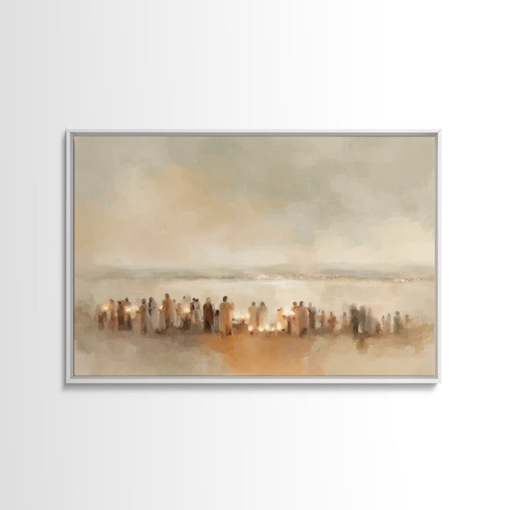 Silent Gathering – Framed Canvas Print – Christian Art Canvas – Christian Christmas Art – Christian Painting – Christian Wall Art – Christm