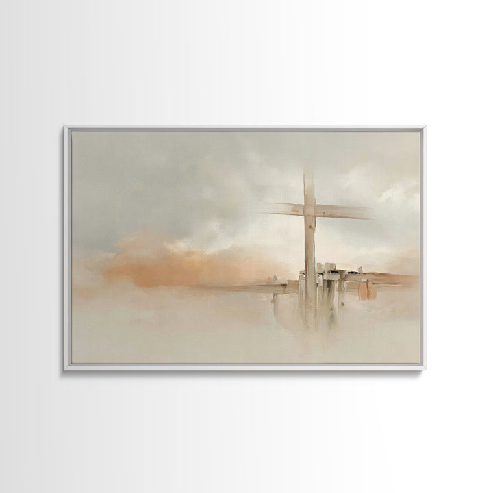 Quiet Hill Cross | Framed Canvas Print | Christian Wall Art | Christian Art Canvas | Minimalist Christian Art | Christian Decor