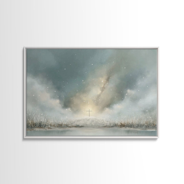 Winter Of Promise, Framed Canvas Print, Christian Wall Art, Christian Art Canvas, Christian Christmas Art, Christian Decor