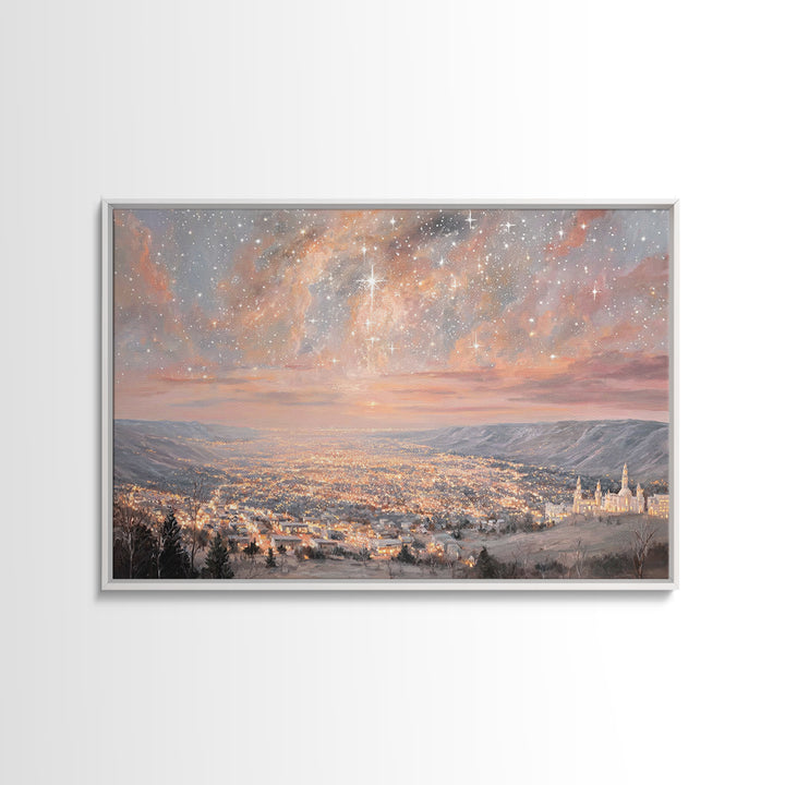 Heavenly Dawn Light, Framed Canvas Print, Christian Art Canvas, Christian Wall Art, Christmas Art Prints, Jesus Christmas Art, Christian De