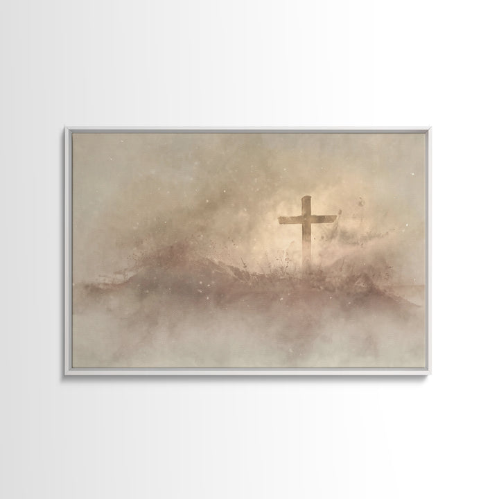 Cross Of Stillness – Framed Canvas Print – Christian Wall Art – Christian Art Canvas – Subtle Christian Art – Christian Gift
