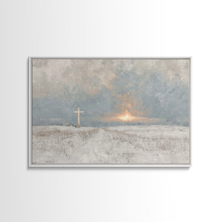 Winter Grace Rising | Framed Canvas Print | Christian Wall Art | Christian Art Canvas | Christian Christmas Art | Christian Decor
