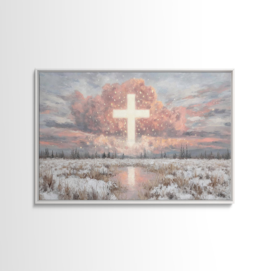 Radiant Glory Sky, Framed Canvas Print, Christian Wall Art, Christian Art Canvas, Christian Christmas Art, Christian Gift Ideas