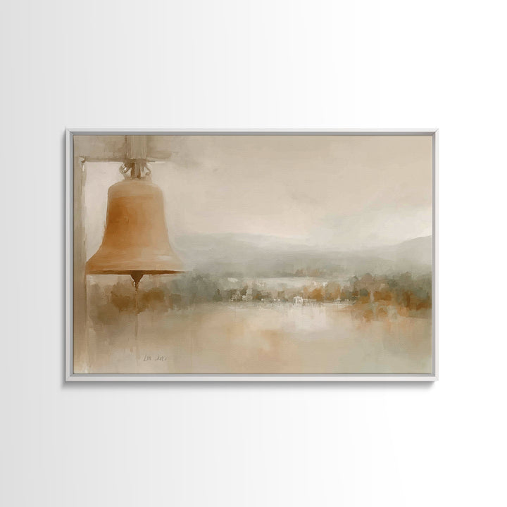 Soft Bell Horizon, Framed Canvas Print, Christian Wall Art, Christian Art Canvas, Minimalist Christian Art, Christian Decoration