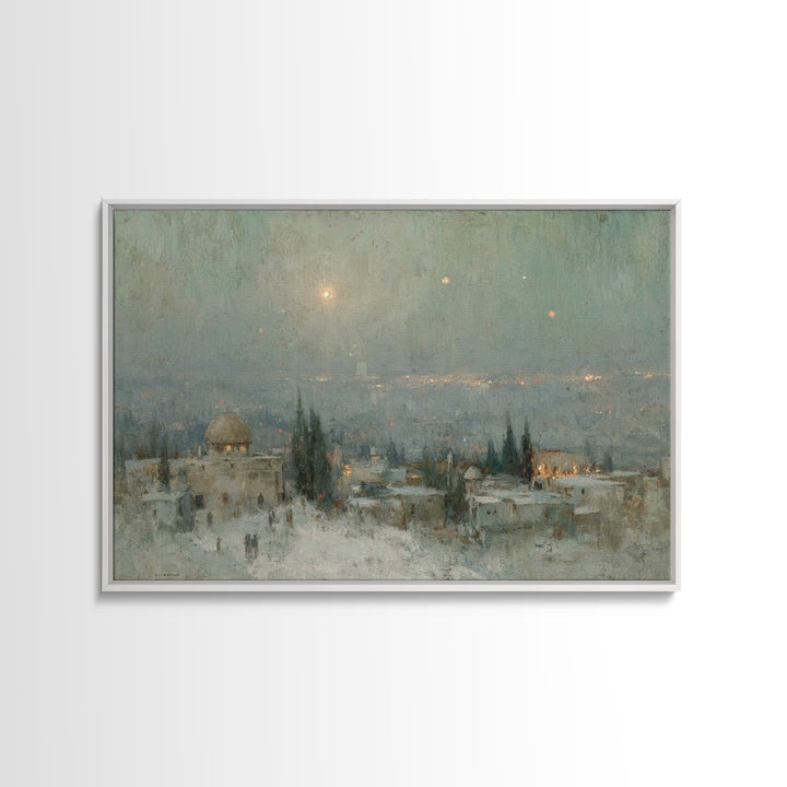 Holy Night Peace – Framed Canvas Print – Christian Christmas Art – Christian Art Canvas – Vintage Christian Art – Christmas Wall Art – Chri