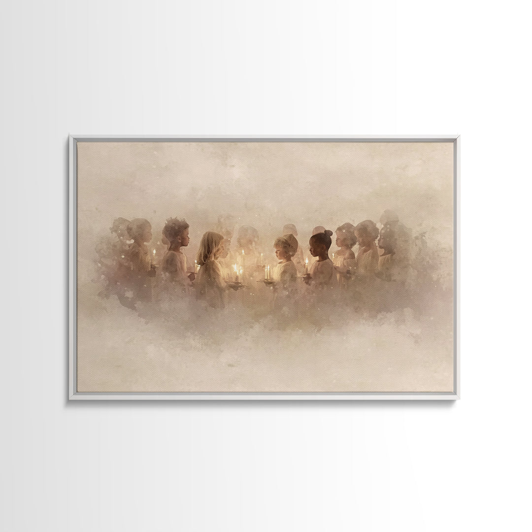 The Candle Choir – Framed Canvas Print – Christian Wall Art – Christmas Art – Christian Decor – Christian Art Canvas – Christian Christmas
