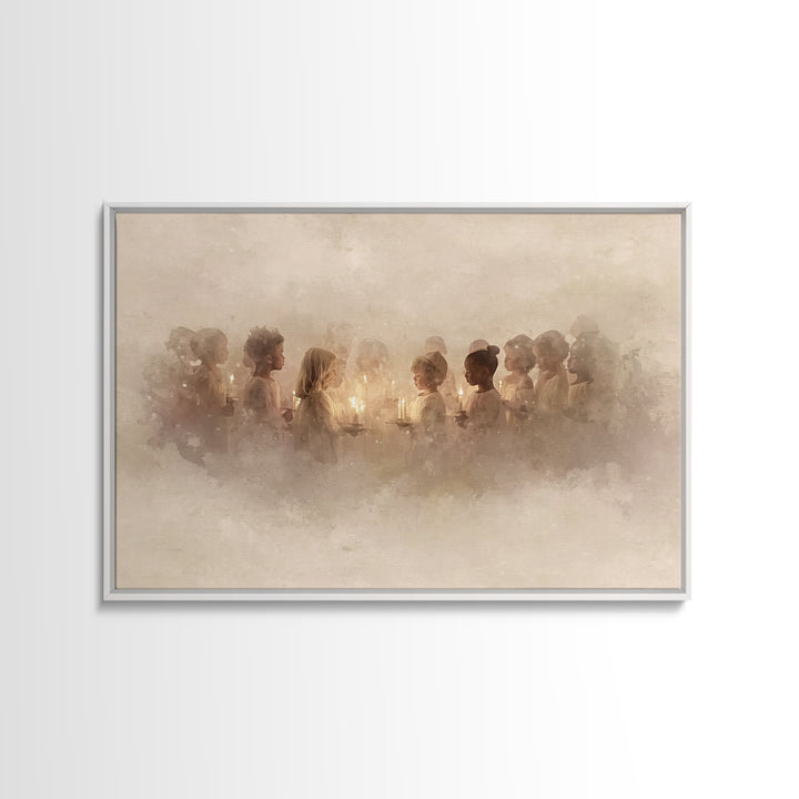 The Candle Choir – Framed Canvas Print – Christian Wall Art – Christmas Art – Christian Decor – Christian Art Canvas – Christian Christmas