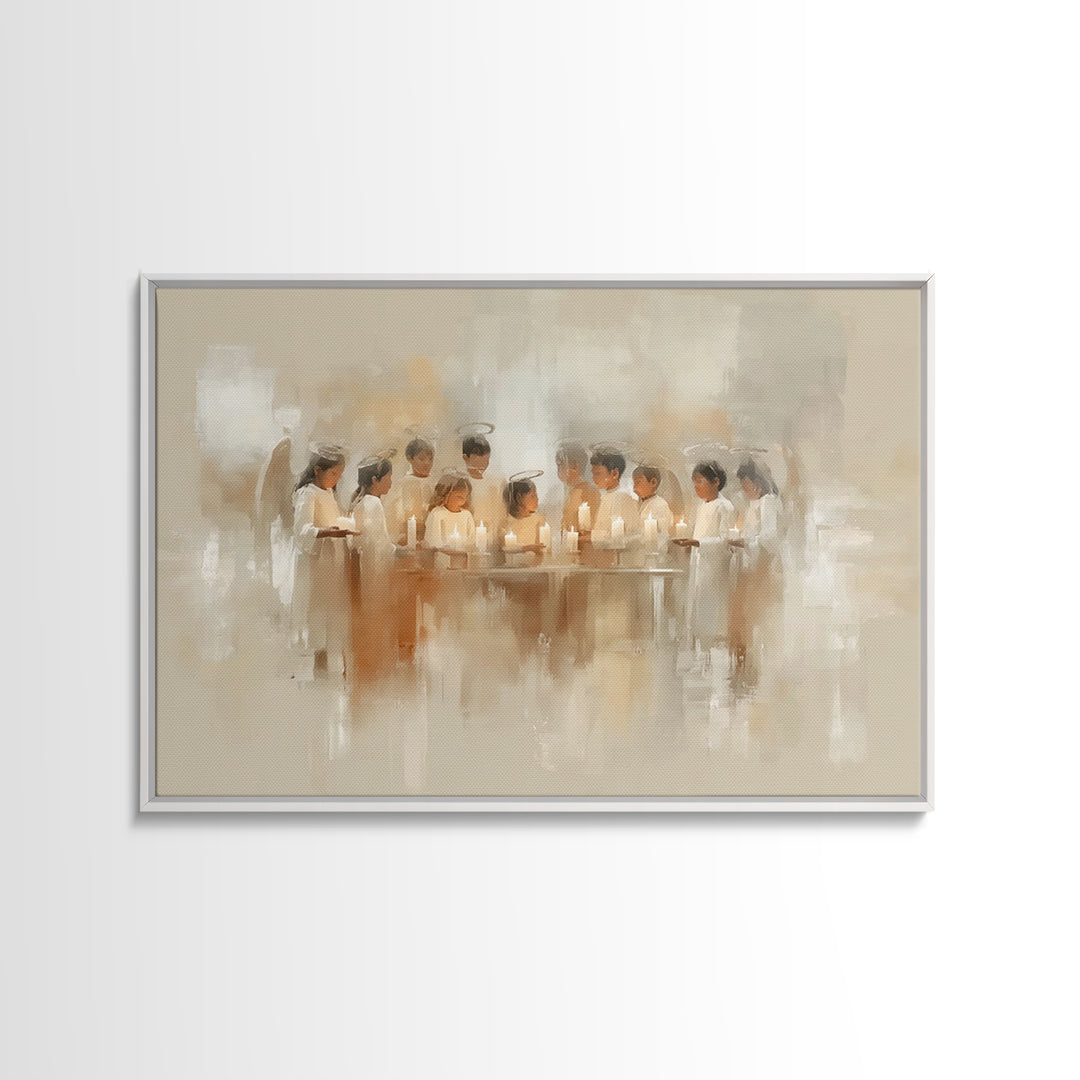 Heavenly Lantern Circle – Framed Canvas Print – Christian Art – Christian Wall Art – Christmas Art – Christian Art Canvas – Christian Decor