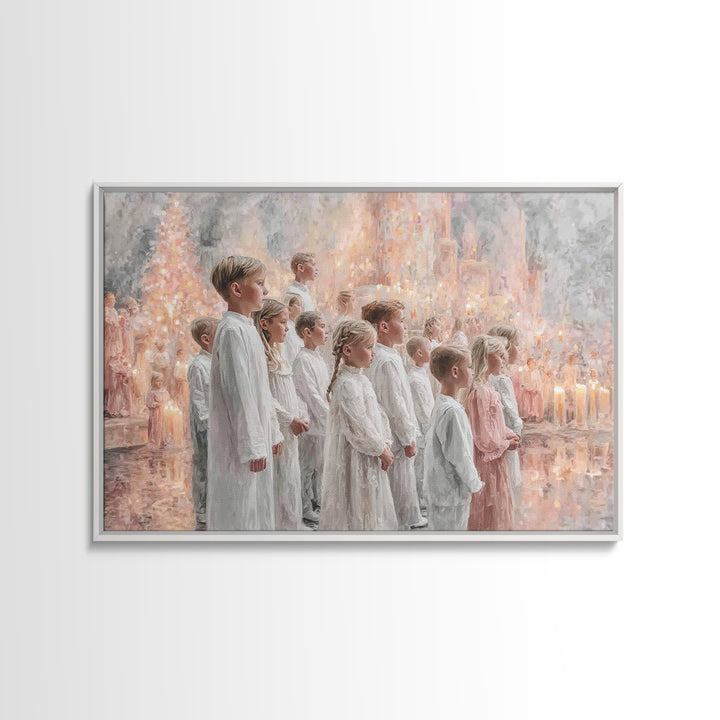 Radiant Carol Procession – Framed Canvas Print – Christmas Art – Christian Art Canvas – Christian Wall Art – Christian Christmas – Christia