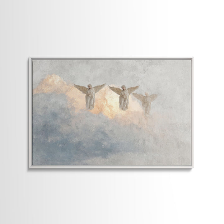 Cloudborne Guardians – Framed Canvas Print – Christian Art – Christian Christmas Art – Christian Wall Art – Christian Art Canvas – Christia