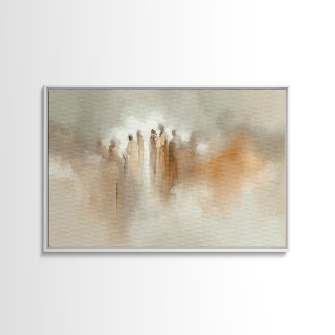 Angelic Gathering, Framed Canvas Print, Christian Art Print, Christian Wall Art, Christian Art Canvas, Moody Christian Art, Christmas Art W