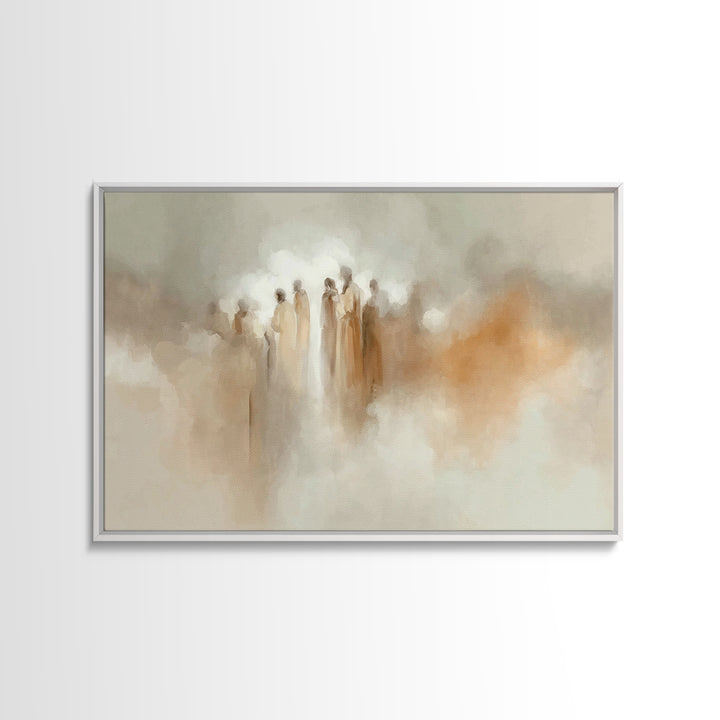 Angelic Gathering, Framed Canvas Print, Christian Art Print, Christian Wall Art, Christian Art Canvas, Moody Christian Art, Christmas Art W