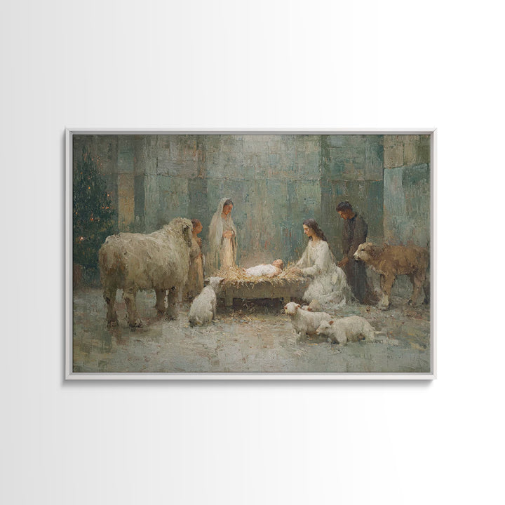 Nativity Light | Framed Canvas Print | Christmas Art Prints | Christian Christmas Art | Christian Wall Art | Christian Art Canvas