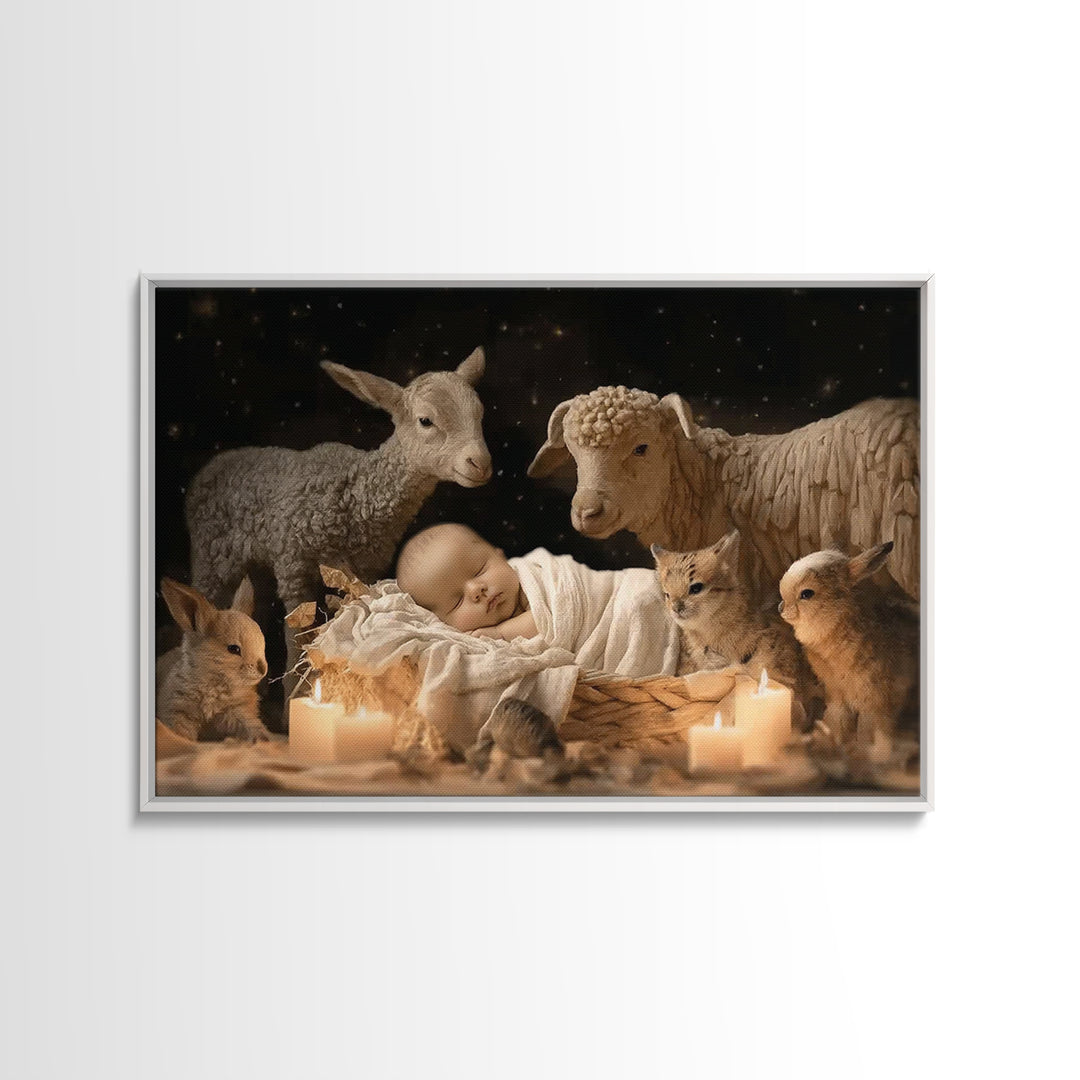 Quiet Bethlehem Night | Framed Canvas Print | Christian Art Canvas | Christian Wall Art | Christian Christmas Art | Christmas Art Work