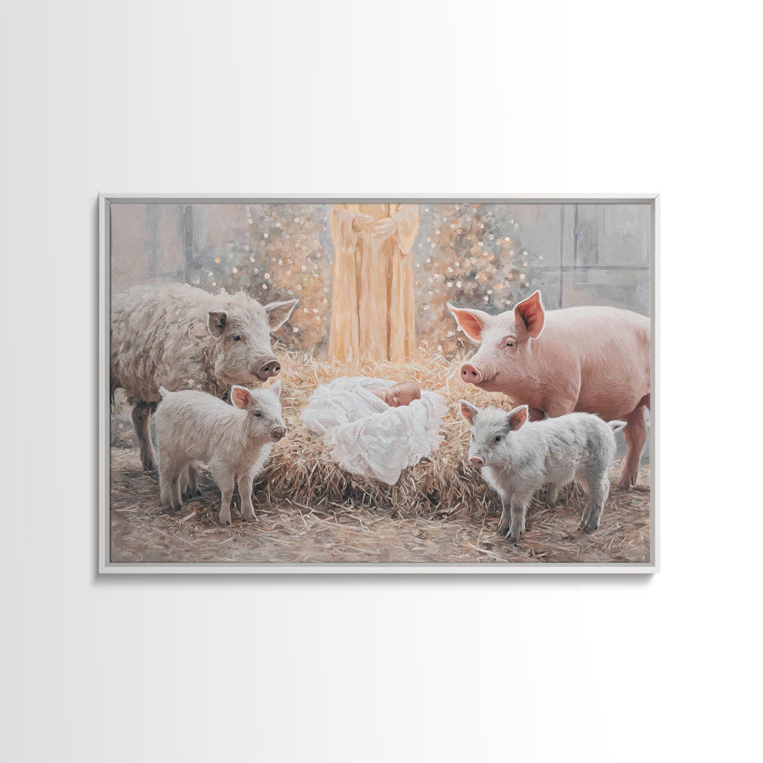 Holy Cradle Light, Framed Canvas Print, Christian Christmas Art, Christian Wall Art, Christian Art Canvas, Framed Christmas Art