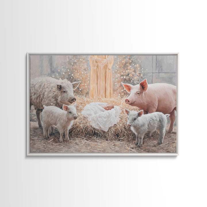 Holy Cradle Light, Framed Canvas Print, Christian Christmas Art, Christian Wall Art, Christian Art Canvas, Framed Christmas Art