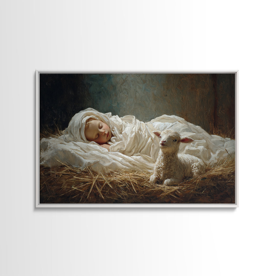 Holy Manger Peace – Framed Canvas Print – Christian Wall Art – Christmas Art – Christian Art Canvas – Jesus Painting