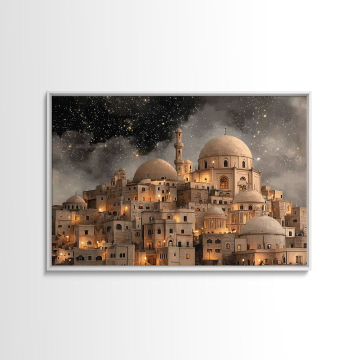 Tender Nativity Calm, Framed Canvas Print, Christian Christmas Art, Christian Wall Art, Jesus Painting, Christmas Art