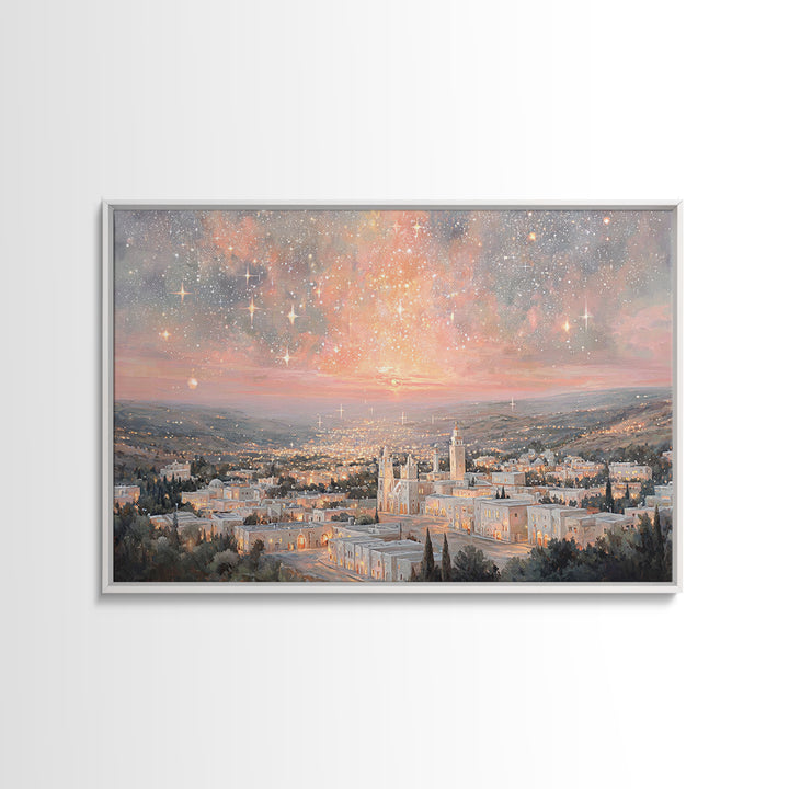 Bethlehem Starrise, Framed Canvas Print, Christian Wall Art, Christian Christmas Art, Christian Art Canvas, Christmas Art