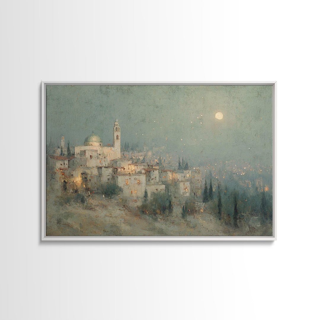 Holy Night Haze | Framed Canvas Print | Christian Christmas Art | Christian Art Canvas | Christmas Wall Art | Christian Art