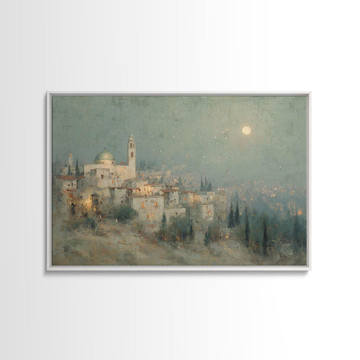 Holy Night Haze | Framed Canvas Print | Christian Christmas Art | Christian Art Canvas | Christmas Wall Art | Christian Art