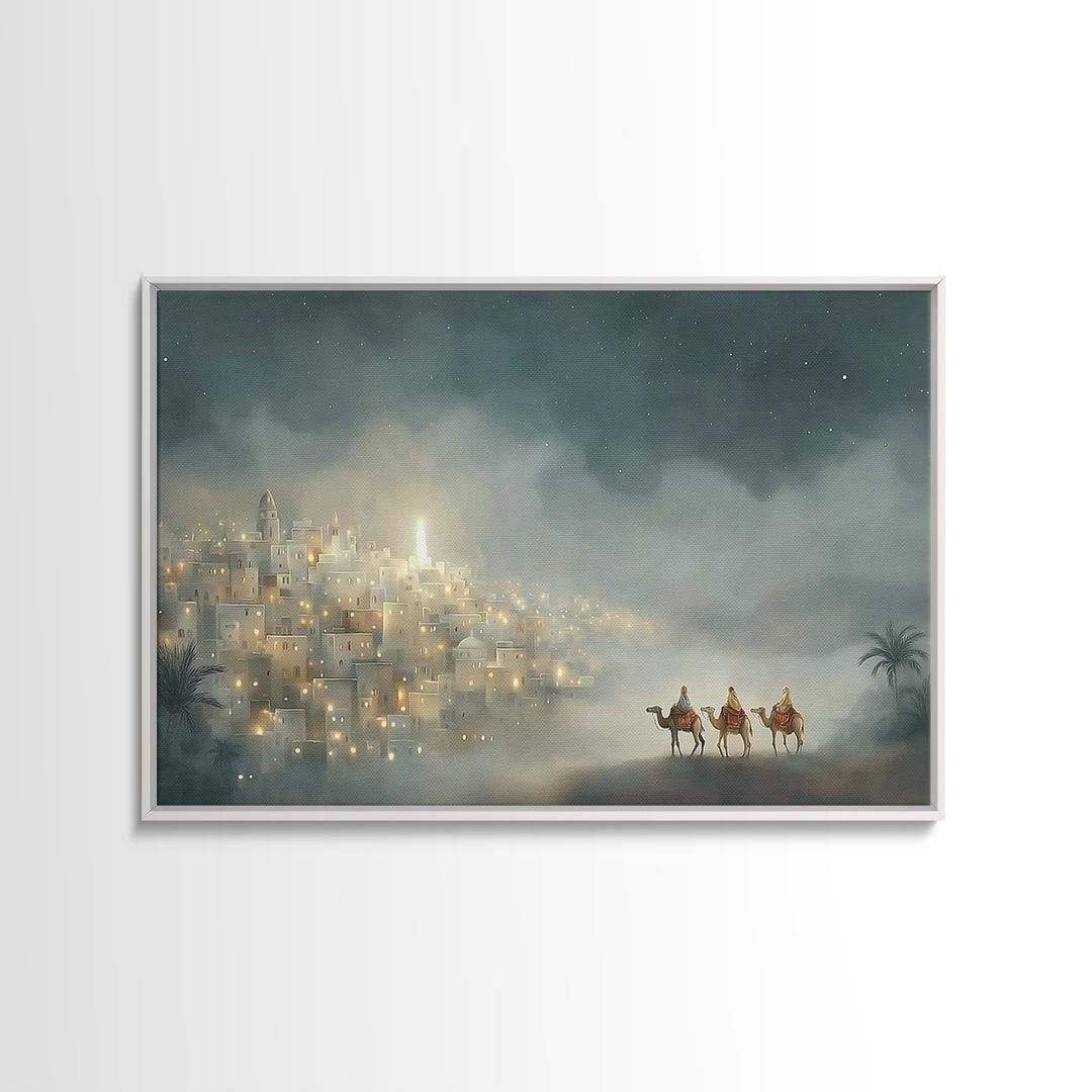 Guided By The Light – Framed Canvas Print – Christian Art Canvas – Christmas Art – Christian Wall Art – Christian Christmas Art